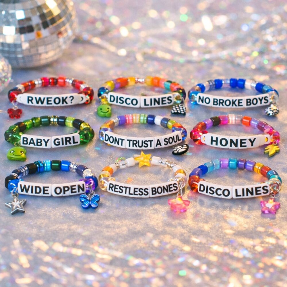 DISCOLINES | set of 10 Kandi festival / rave beaded bracelets